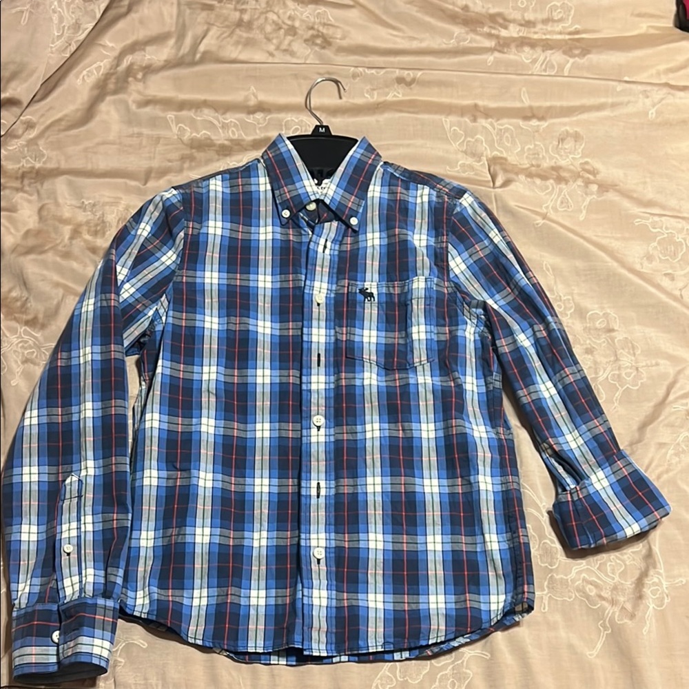 Abercrombie & Fitch Blue and Red Button Down Shirt